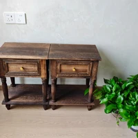 Armoire de chevet Vintage en bois massif, Style français, table de chevet avec tiroir de rangement latéral, meubles de chambre à coucher pour la maison 1