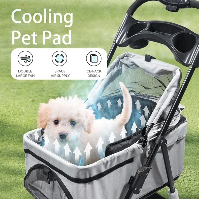 Anjuny Customize Pet Carrier Air Flow Pad Soft Mesh Pet Stroller Mat with Airflow Fan Mat for Hot Weather Adventures 3