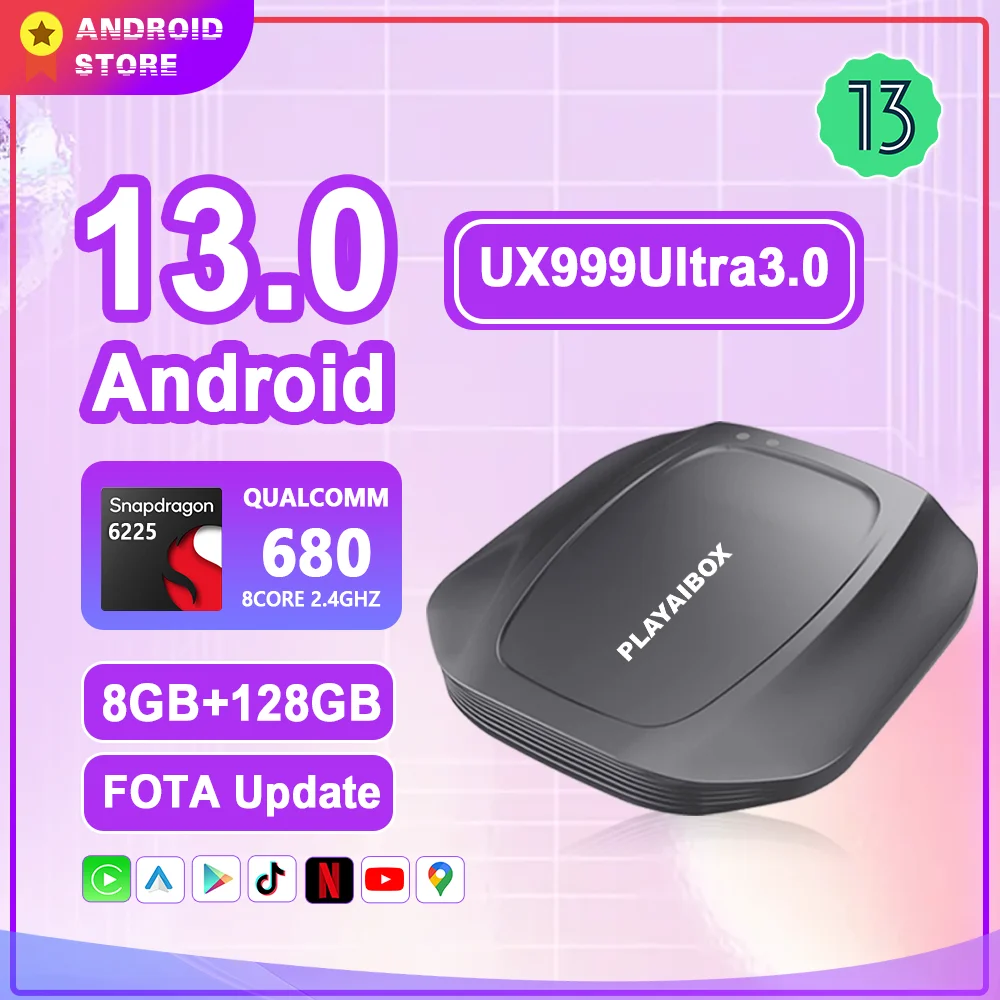 Carplay Ai Box 13 Android Tv Box Android Auto Wireless Carplay Adapter Ux999Ultra Qcm662 8Gb + 128Gb Per Chery Volvo Porsche Vw