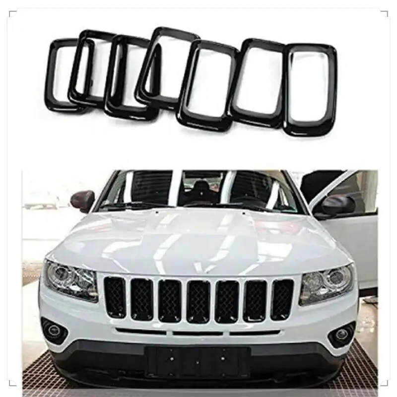 7 Inserti Cromati Per Calandra Jeep Compass 2011-2017, Sostituisce 68109865AA - 4