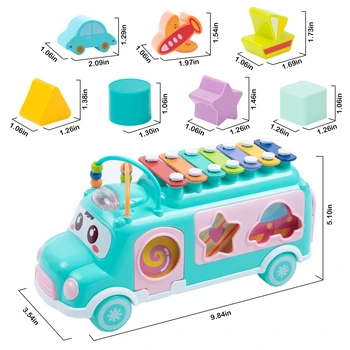 Baby Toy Cartoon Musical Instrument Bus Baby Toys Hand Knock Girl Boy Piano Education For 12-18 Months Baby Toy Gift 6