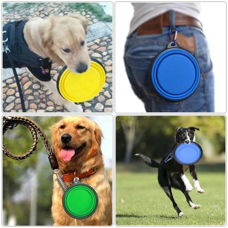 1000ML Collapsible Pet Silicone Dog Food Water Bowl Outdoor Camping Travel Portable Folding Pet Bowl Dishes add Carabiner D0013A 6