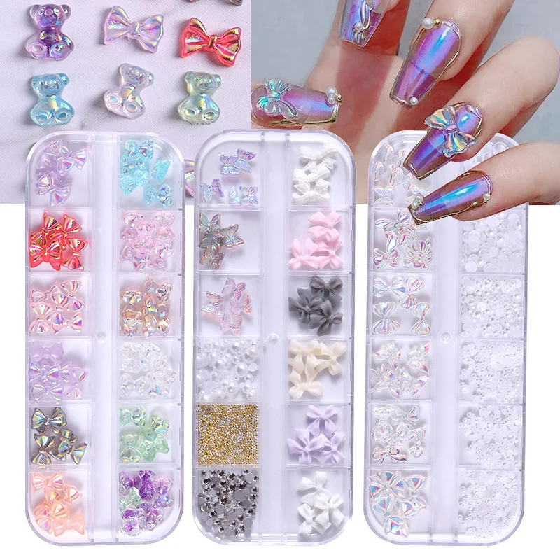 

Boxed Rhinestone Set for DIY Nail Art - Mixed Styles and Colors Nail Art Decorations in Butterfly, Bear, and Other Cute Shapes