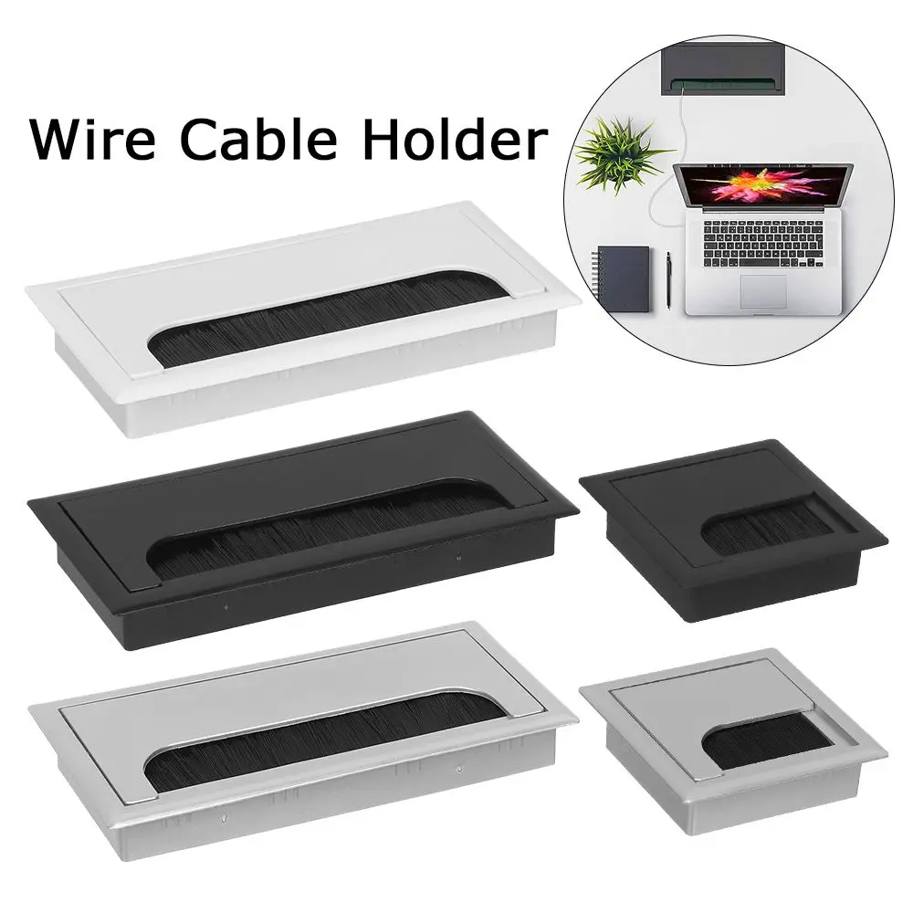 With Black Brush Grommet Hole Cover Computer desktop Decor Wire Cable Holder Wire Box Hole Cover Desk Cable Box
