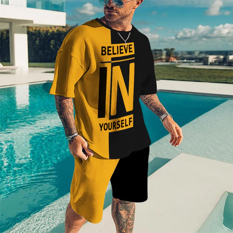 New Men’s Sets 3D Tracksuit Summer Fashion Clothes For Man TShirt Shorts Suit Casual Streetwear Men Oversized 2 Piece Outfit