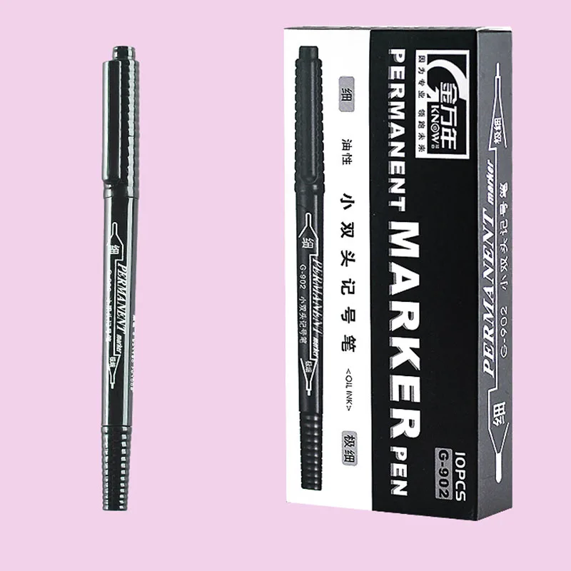 Dual Tip Permanent Ink Marker Pens - Fine and Broad Line Waterproof Pens for Art and Technical Detailing (Black/Red)