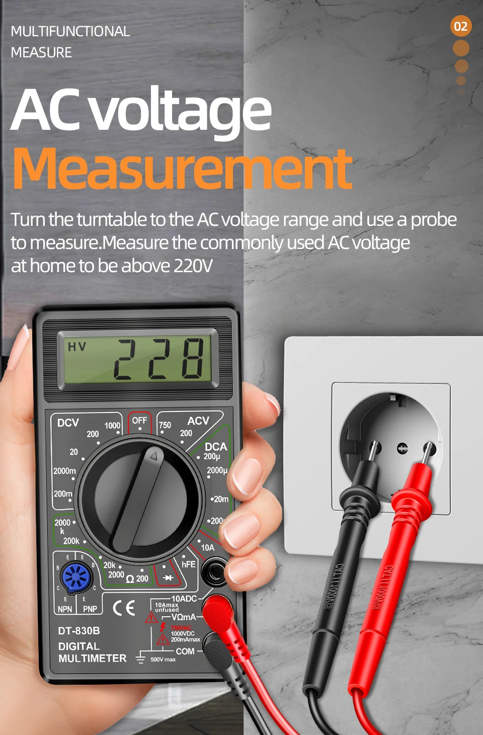 Description Picture 5 of itemANENG DT830B Multimeter Tester Handheld Multimetre Digital Multimeters Professional Multi Meter Multimetro Ohm Maltimeter Tools