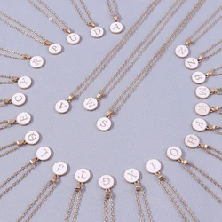 Minimalist Initial Enamel White Black A-Z Letter Necklace for Women Gold Color Alphabet Pendant Jewelry Birthday Gifts Wholesale