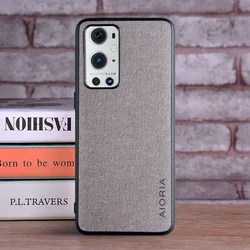 Luxury Textile Leather Skin Soft TPU Hard Phone Cover for Oneplus 9 CN Version (Light Gray)