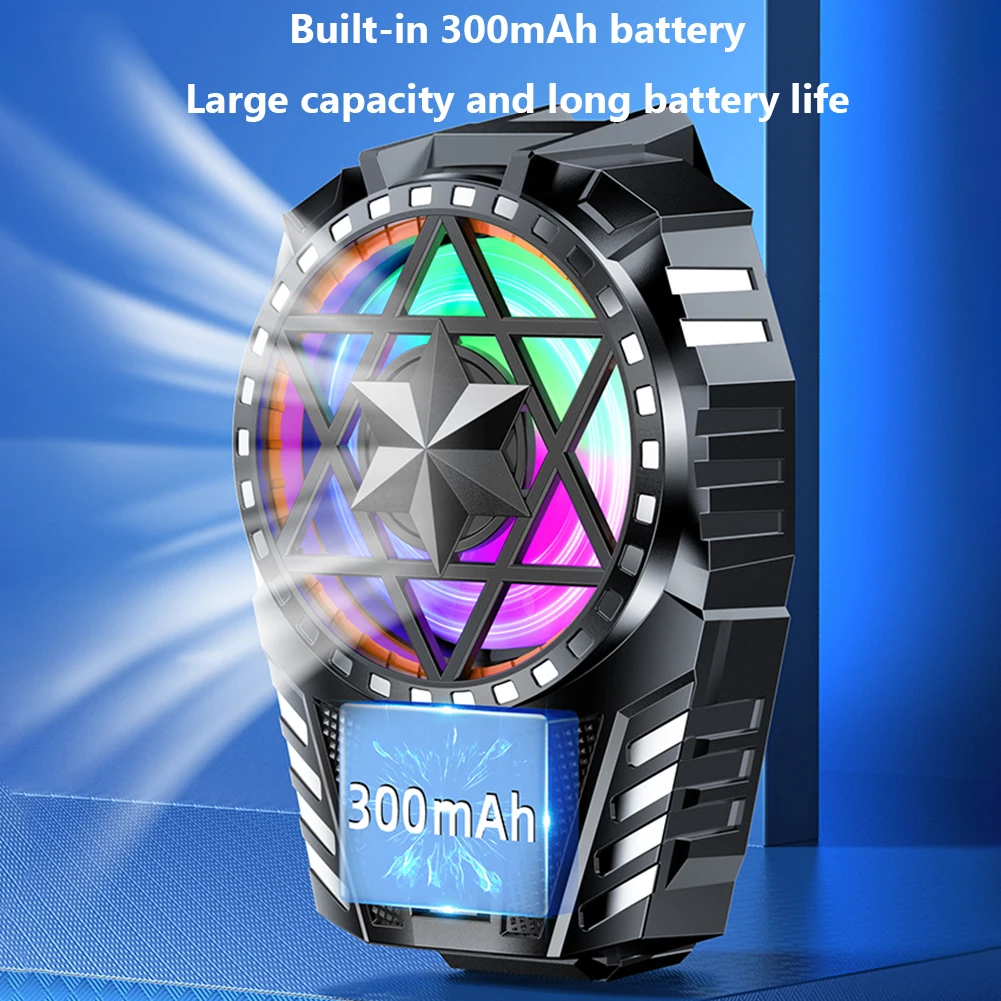 X112 Phone Cooling Fan 300mah Rechargeable with RGB Light Three Adjustable Speeds Mobile Phone Air Cooler for iPhone Samsung phone cooler mobile radiator cell phone fan
