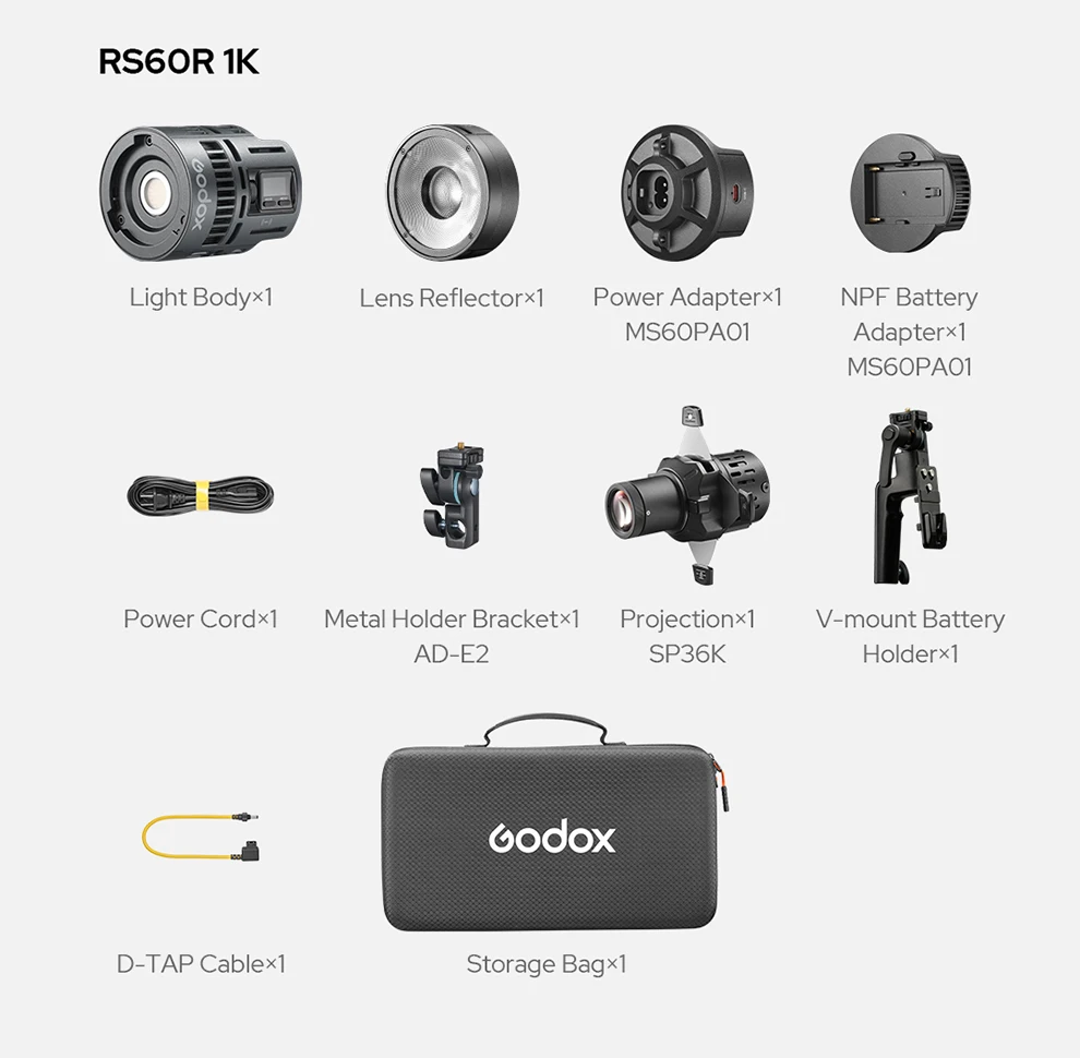 Godox RS60Bi RS60R Studio Light 60w RGB Bi-color Full-color LED Video Fill Light