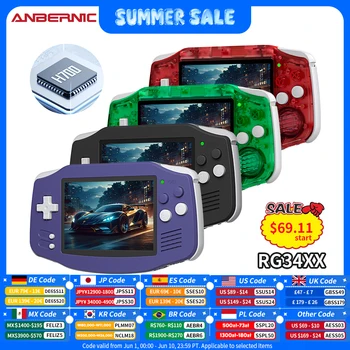 Console di Gioco Portatile Retro Anbernic RG34XX, Schermo IPS da 3.4", Sistema Linux a 64 bit, Supporto WiFi 5G, Bluetooth, Uscita TV HD