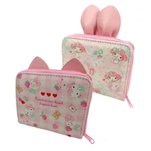 

Kawaii Sanrio Hello Kitty My Melody Cartoon Portable Wallet Women Clutch Bag Coin Purse Card Holder Folding Wallet Birthday Gift