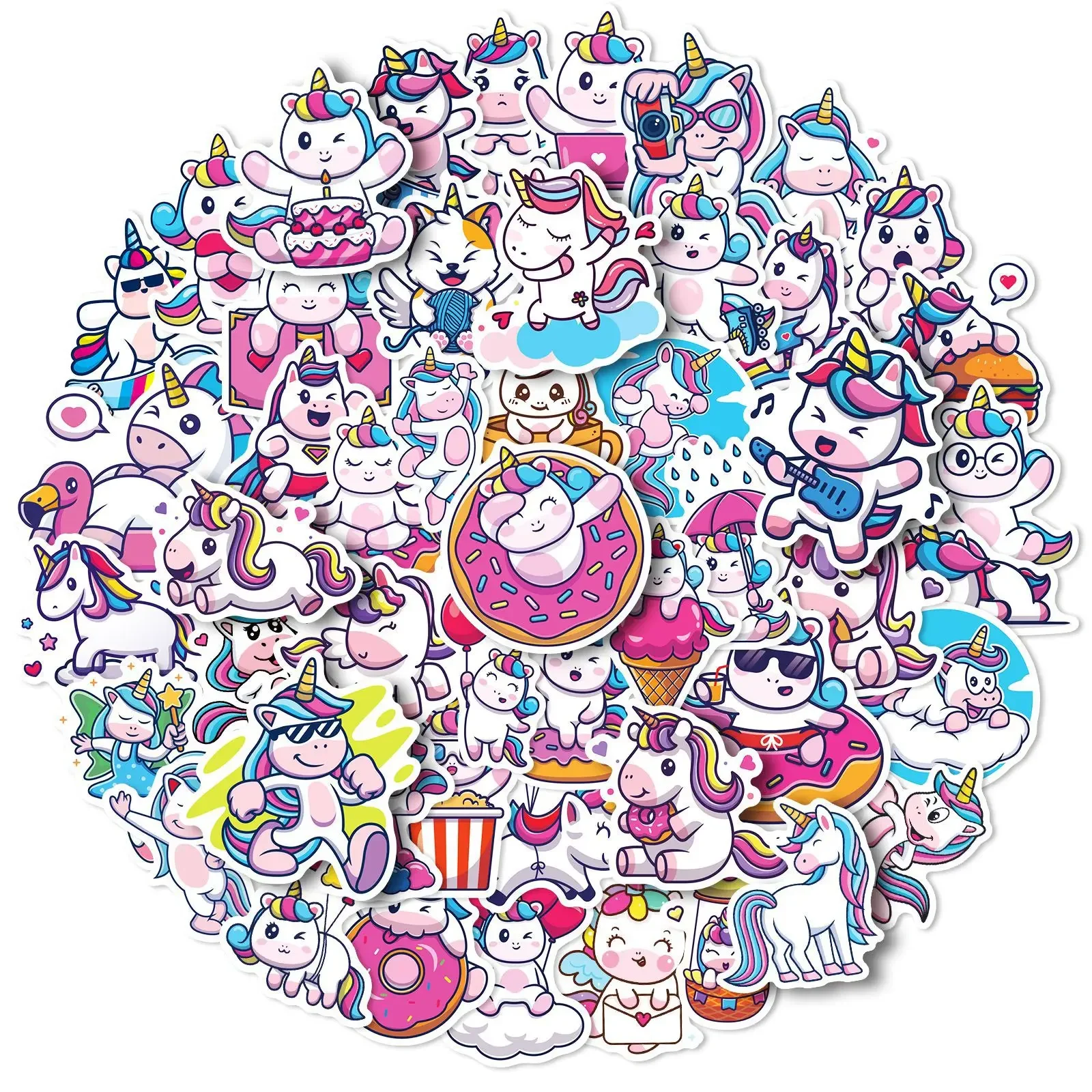50pcs Unicorn Kids Stickers Scrapbook DIY Star Love Children's Room Sticker Scrapbooking decorative stickers