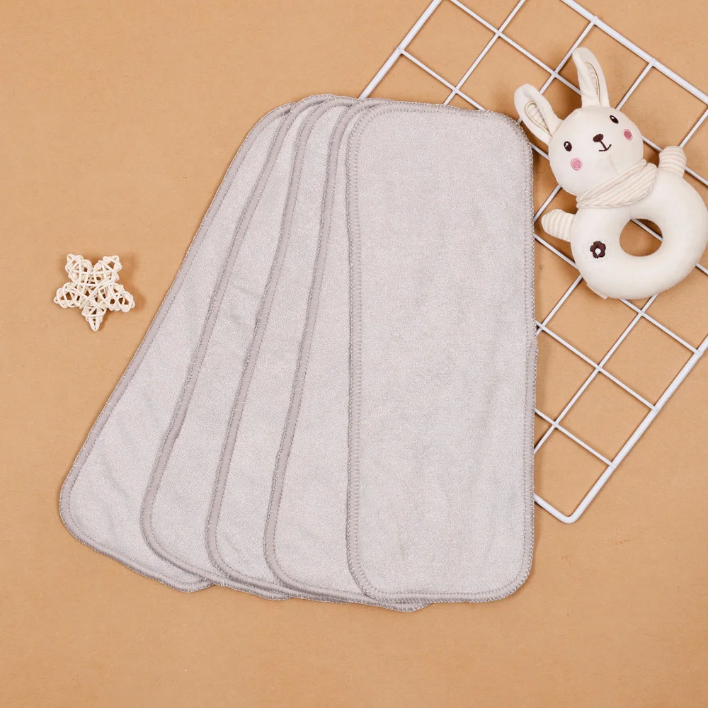 5PCS Washable Absorbent Diaper Inserts 4 Layers Bamboo Terry Soft Diaper Liner Pad