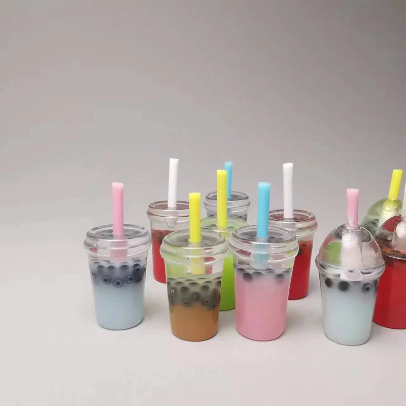 Pearl milk tea/miniature drinks/dinnerware/artificial/fairy garden gnome/terrarium decor/diy supplies miniature figurines miniature ornament miniature scenery material 10 pcs