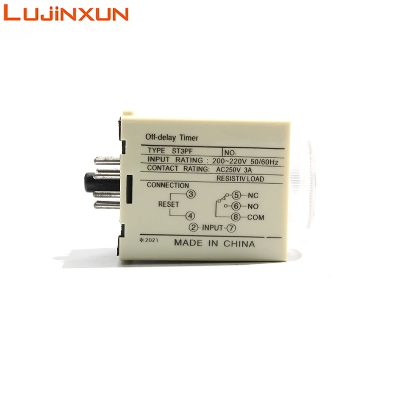 LUJINXUN ST3PF Power-off Delay Relay Timing Time Relay DC12V AC220V Time Range 1/3/6/10 Seconds
