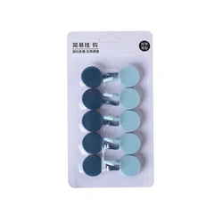 Set of 10 Colorful Round Self - Adhesive Wall Hooks for Home Décor and Organization (Blue light blue)