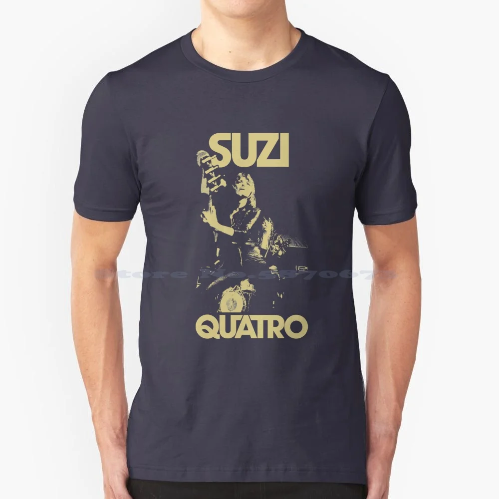 Suzi Quatro Rock And Singing Retro 2 T Shirt 100% Cotone Tee Suzi Quatro Glam 70S Logo Chitarra Eroe Musicista Artista N Roll