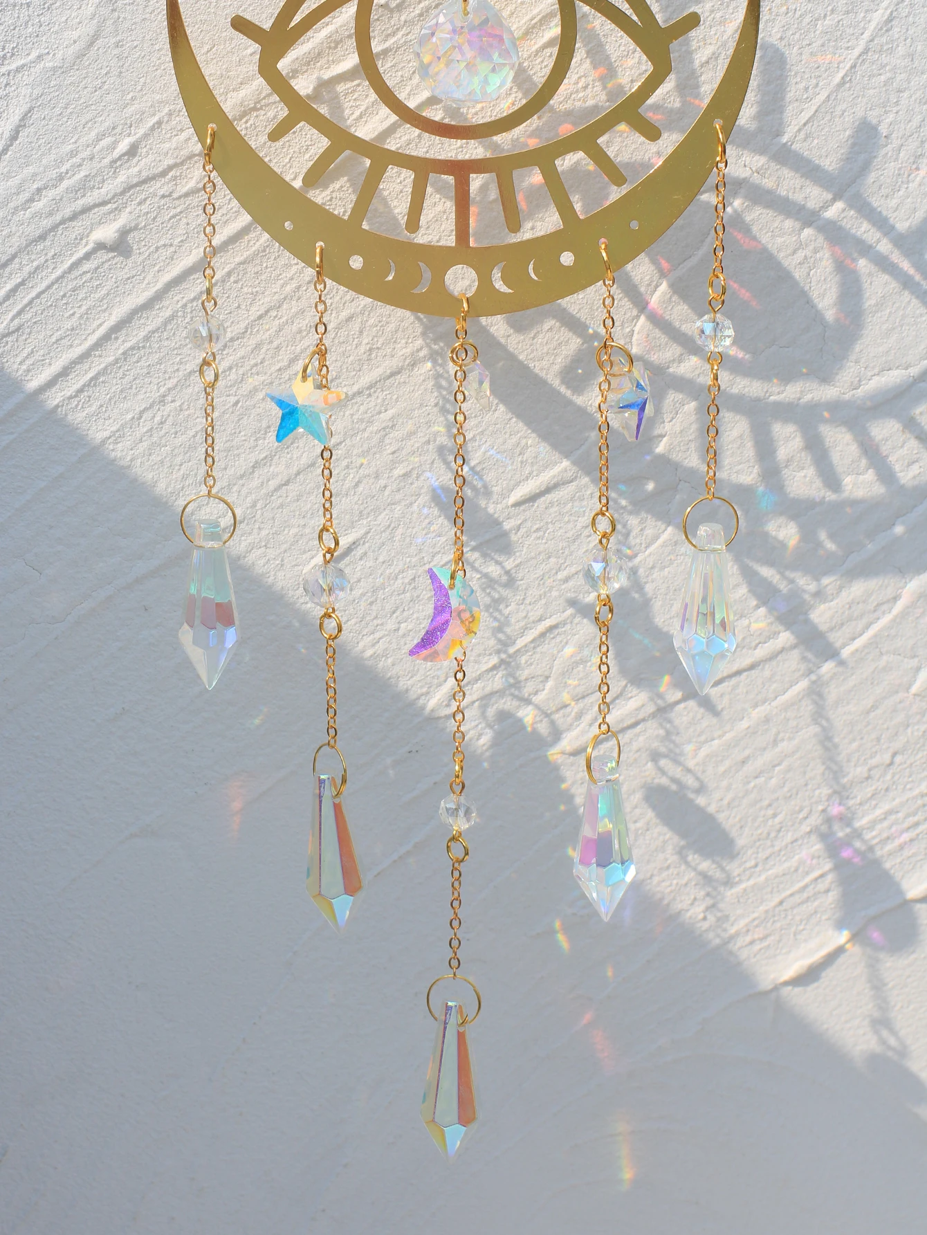 Crystal Suncatcher Rainbow Maker Stained Glass Evil Eye Sun Boho Ornament Window Decor Hanging Prisma For Garden Home Decoration