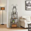 4-Tier Narrow Book Shelf, Bookcase for  Office, Living Room, Bedroom, Kitchen, Rustic Brown and Black 4
