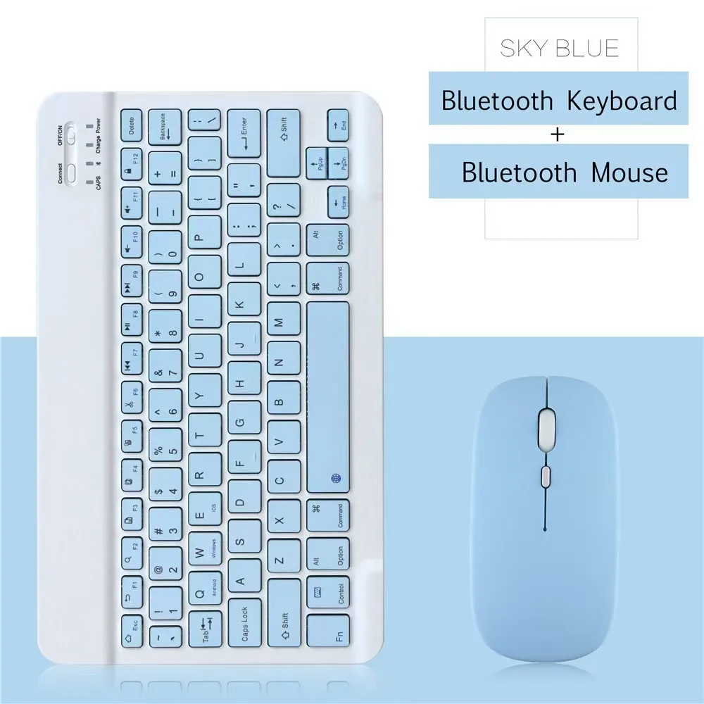 Compact 10-Inch Wireless Bluetooth Keyboard and Mouse Set for Tablets and Smartphones