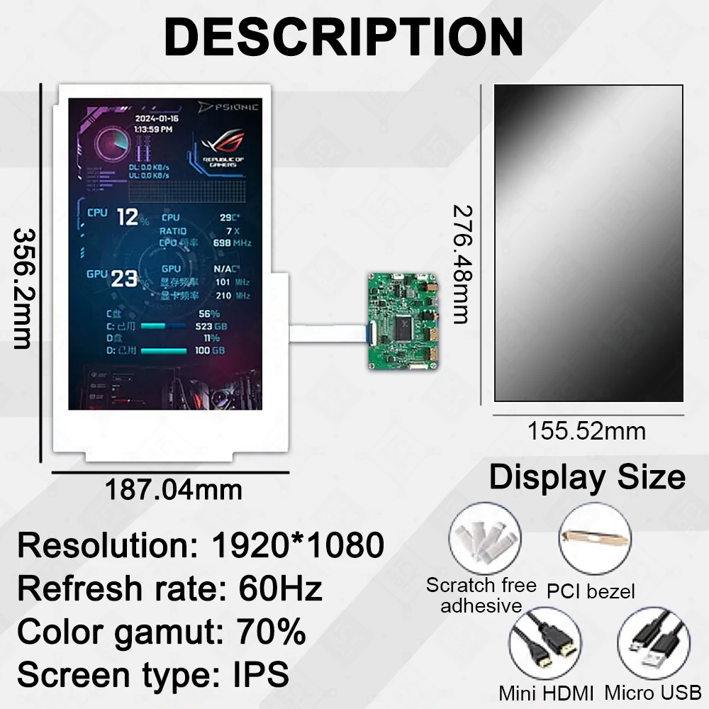 DIY PC  ͸ ÷ ȭ, ASUS TUF 502, 1920x1080 ػ,   ȭ MOD, PC ڽ , 12.5 ġ
