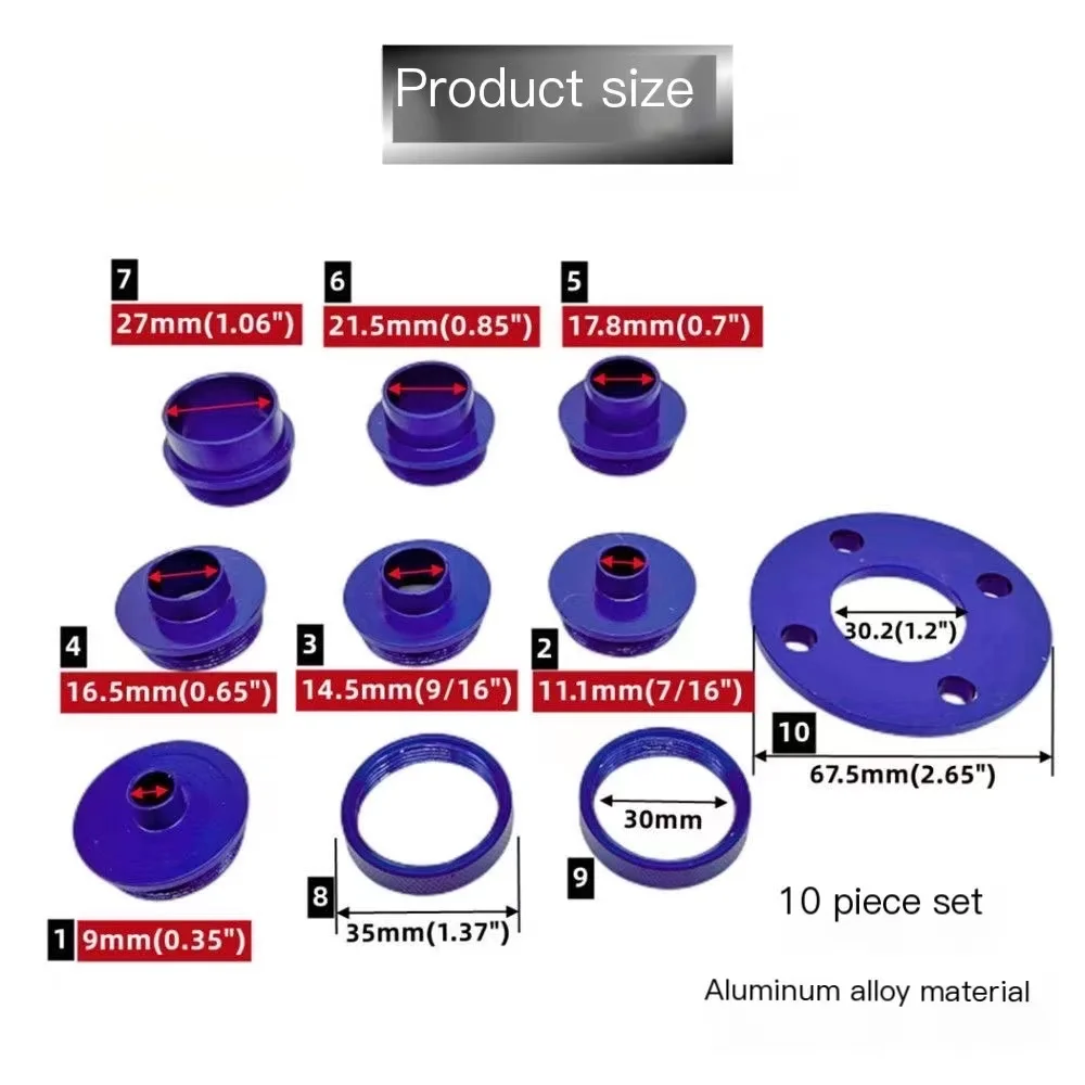 10 PCS Electric Wood Milling Shaft Sleeves Aluminum Alloy Edge Trimming Shaft Sleeves Inverted Woodworking Trimming Machine 1pcs set woodworking triangle ruler tenoning caliper table saw electric wood milling inverted table slotting tenoning tool diy