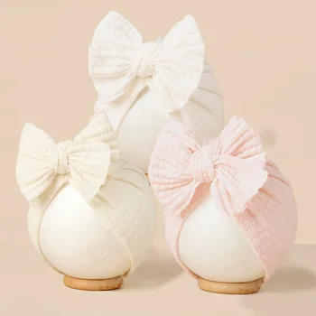 3pcs Waffle Hats For Infants Young Children Headscarf Hats For Newborns Soft Fetal Hair Cap Children's Headwear Hats Accessory 1