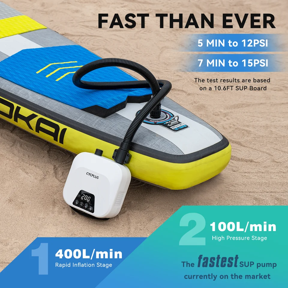 20PSI Intelligent SUP Pump Paddle Board Pump Quick Air Inflator, 12V DC Car Connector For Inflatable Stand Up Paddle Boards, Boats, Water Sports - View #6