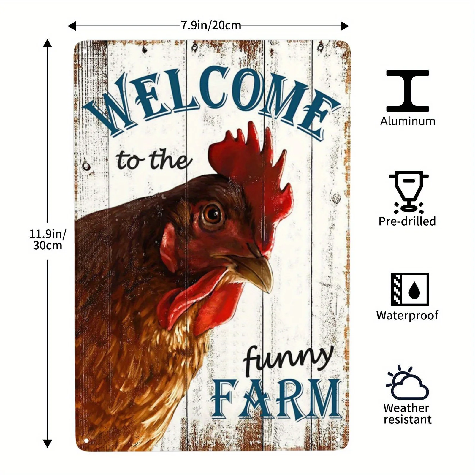 

Funny Tin Metal Sign,Metal Sign Chicken Barn Rules Sign Vintage Chicken Coop Farm Wall Decor Sign, 8x12 Inch