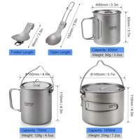 Lixada Titanium Cup Pot Ultralight Portable Cup Hanging Pot with Lid and Foldable Handle Outdoor Camping Hiking Backpacking 2