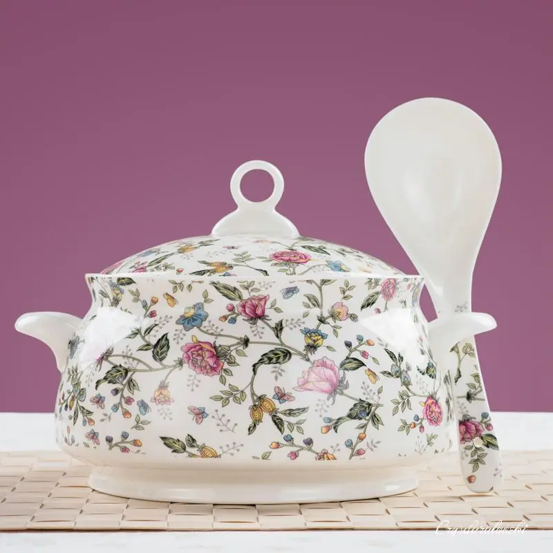 

9-дюймовая фарфоровая кружка для хранения еды, кружка для классического ужина, фарфоровая кружка для еды, большая чаша для супа из керамики