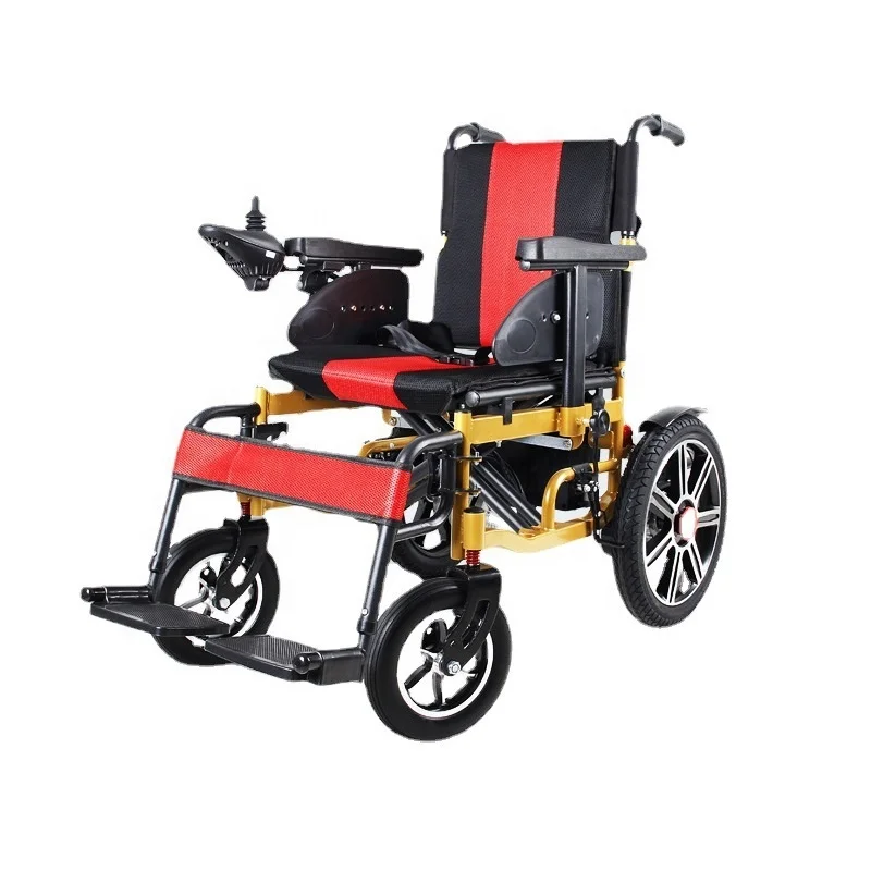 High Security Foldable Electric Wheelchair Power WheelChair Cheap Disabled Folding Wheelchair With Four Shock Absorbing