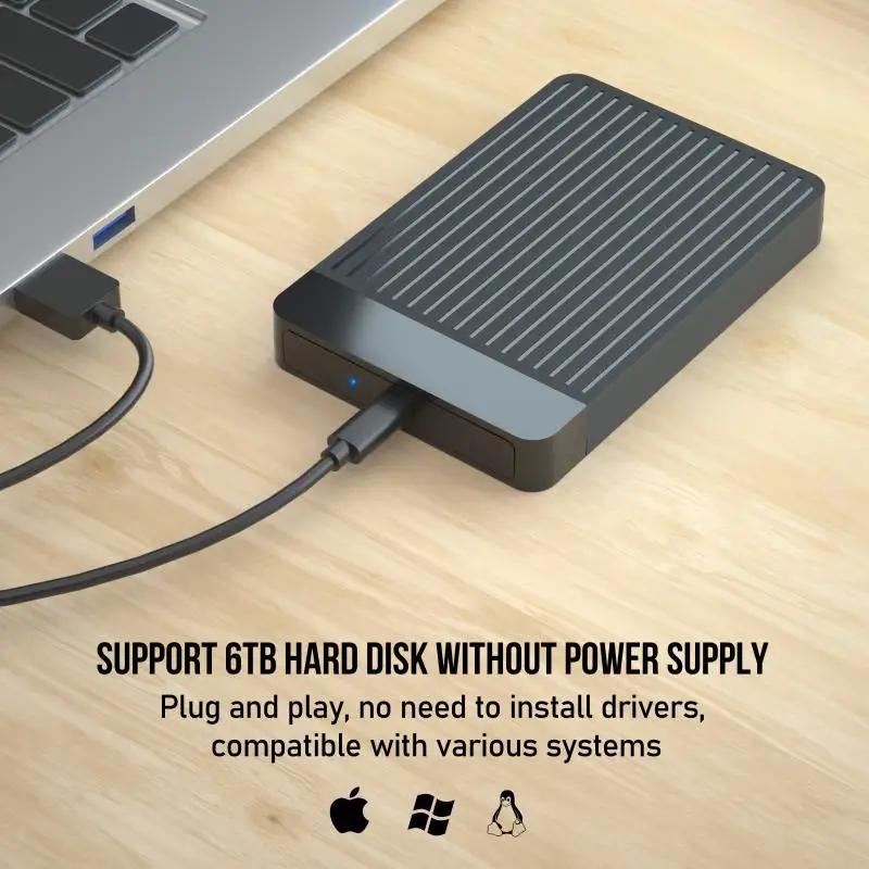 ϵ ̺ Ŭ  ϵ ũ ڽ, SSD SATA-USB C Ÿ ̺,  , 6TB ϵ ũ, 1  5  ̽, 2.5 ġ
