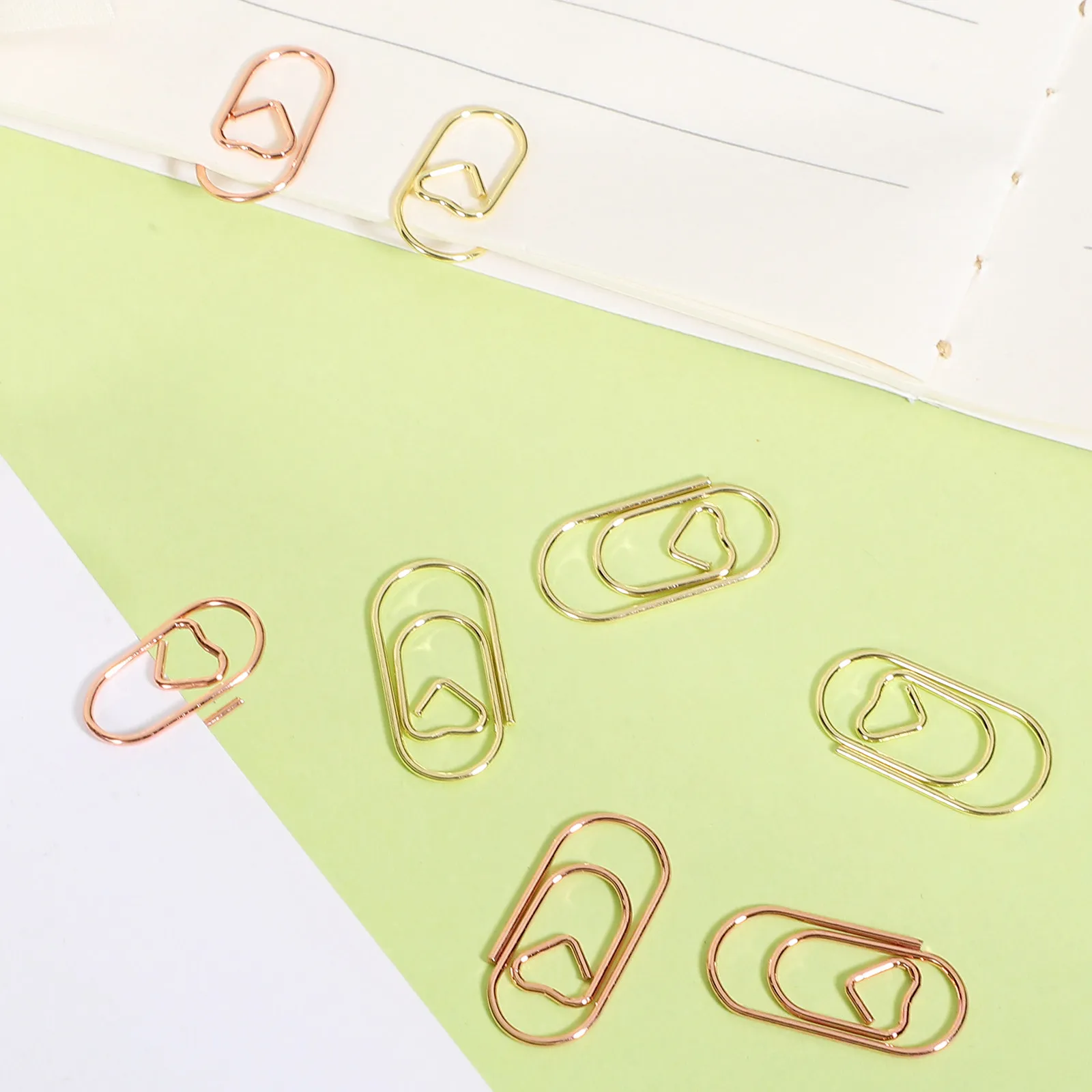 400Pcs 러브 하트 종이 클립 금속 문서 클립 파일 용 장식 사무용품 메모 사진 메모 티켓 학교