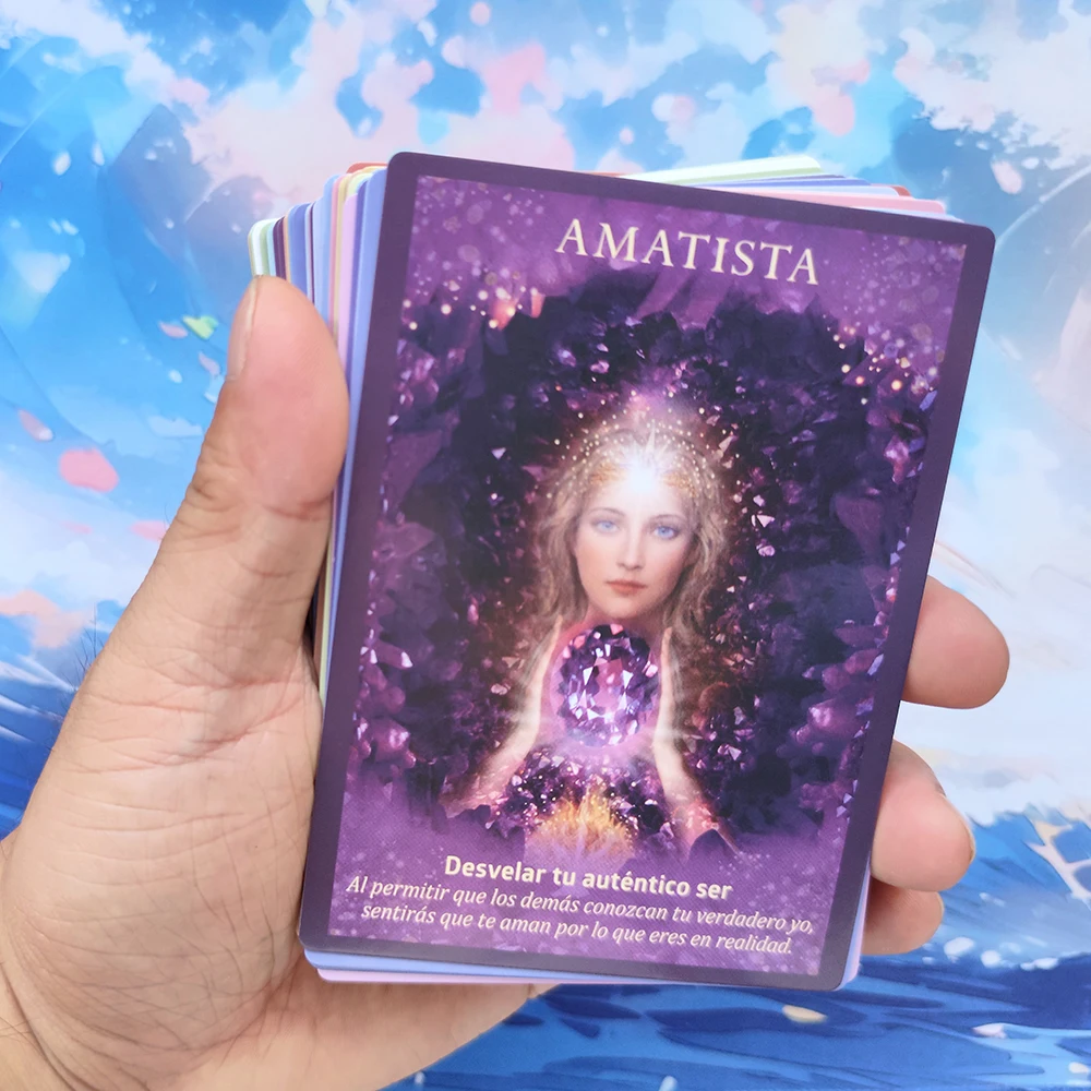 Angel Oracle Cards Or&aacute;culo en Espa&ntilde;ol Cristales y &Aacute;ngeles 44 cartas or&aacute;culo profec&iacute;a adivinaci&oacute;n con significado en &eacute;l palabras clave