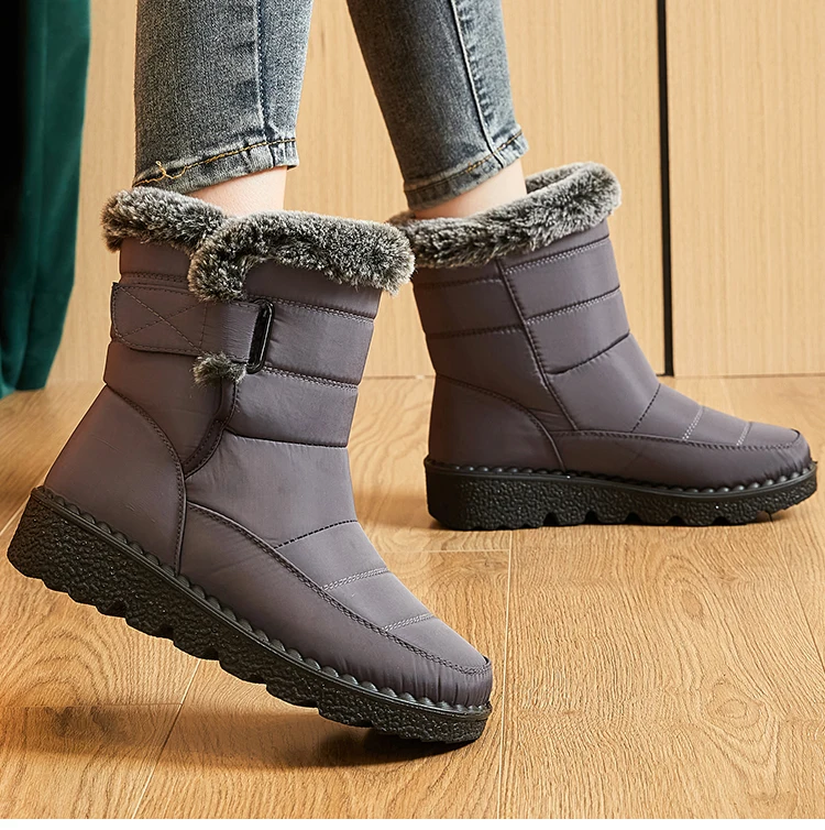 Women Winter Boots - Korean Style Mid Calf Snow Boots With Fur Lining & Waterproof Design