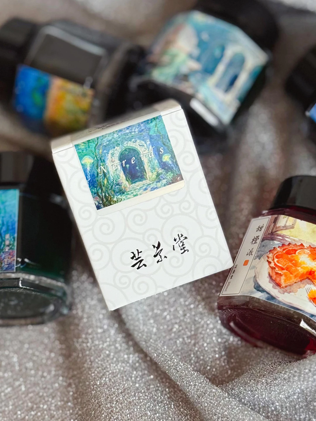 윤징탕 25번째 시즌 컬러 잉크 크로마토그래피 컬러 글리터 만년필 잉크 무탄소 학생용 잉크 선물 30ml