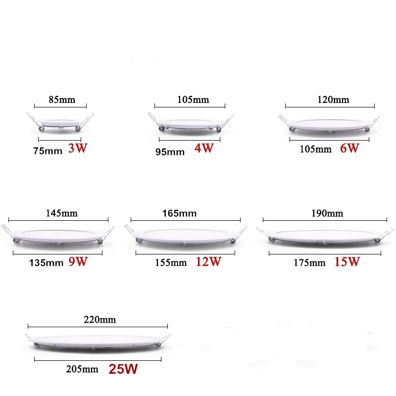 Dimmable Ultra thin 3W/4W/ 6W / 9W / 12W /15W/ 25W LED Ceiling Recessed Downlight Slim Round Down Light 85V-265V + LED Driver led downlight recessed ceiling spotlight ceiling lamps