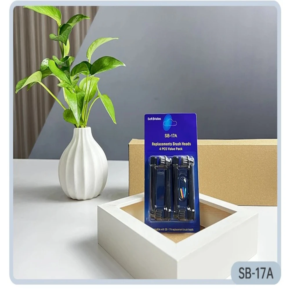 4Pcs 대나무 숯 강모 브러시 헤드는 오랄 B 전동 칫솔 SB-17A 효율적인 청소와 호환됩니다.