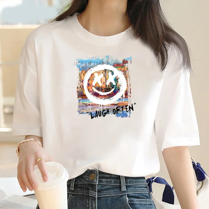 

Ladies Fashion Cute Cartoon Picture Cotton T-shirt Short Sleeve Printed Pattern T-shirt Top 2024 Summer New Women Clothing