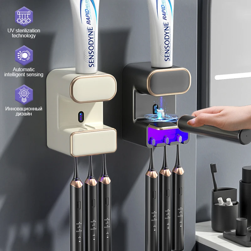 AutomaticSensorToothpasteDispenserwith3ToothpasteSlotsWall