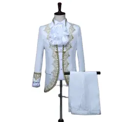 Mens Medieval Party Blazers Suits Dress Tuxedo European King Prince Royal Court Cosplay Costume Stage Prom Performance Clothing