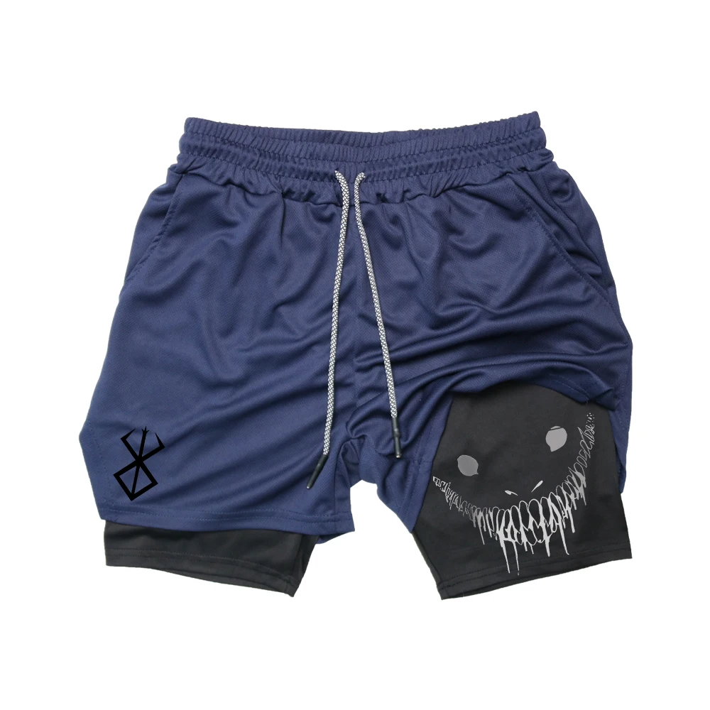 Men's Printed Double Layer Fitness Shorts 4