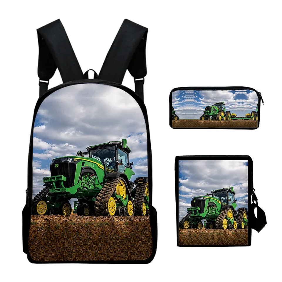

3pcs/Set Tractor pattern Backpack 3D Print School Bag Sets for Teenager Boys Girl Cool Cartoon Kids Schoolbags Children Mochilas