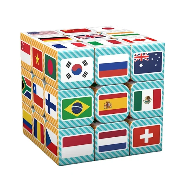 3x3x3 Printed Flag Pattern Magic Cube Children's Gift Puzzle Small Children Adult Puzzle Extreme Magic Cube Toys 2