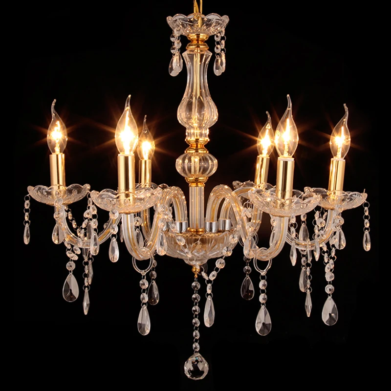 

K9 Modern Crystal Chandelier 6 Arm Chandelier AC110~220v Living Room Bedroom Home Decor E14/E12 Glossy LED Ceiling Lighting