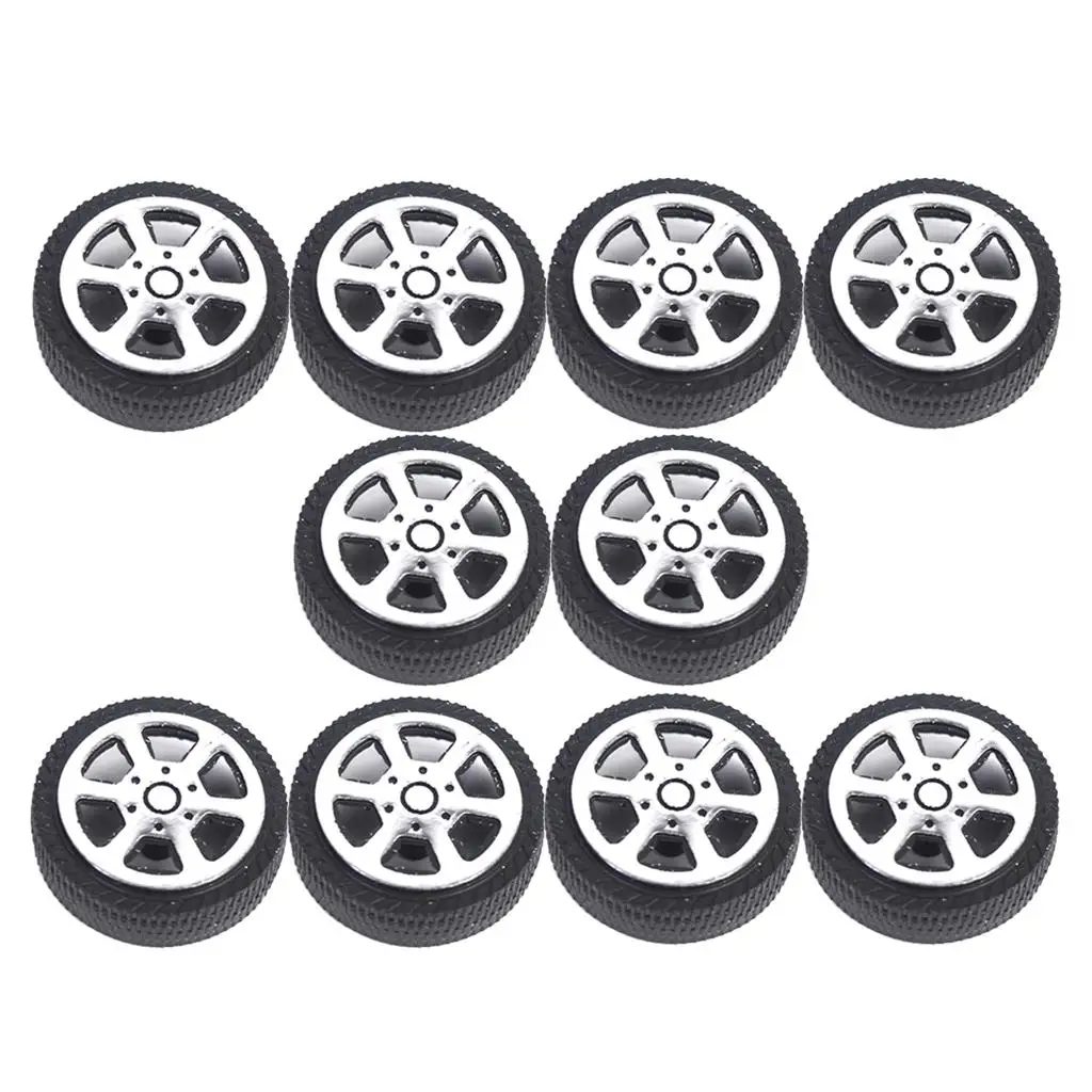 Lot de 10 roues et pneus RC 30mm 5 rayons - Pièces de rechange