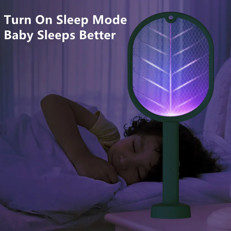 2022New Electric Mosquito Killer Con Luce Blu Usb Ricaricabile Bug Zapper Summer Fly Swatter Trap Bug Insect Racket